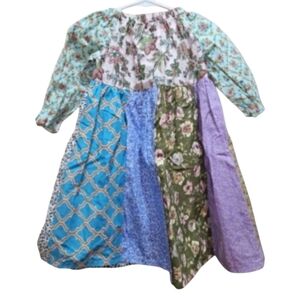 Fish & Grits Floral Patchwork Geometric Smocked Dress Girl's size 2 New